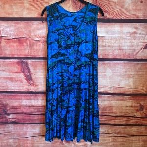 Hawaiian Print Drop Waist Sleeveless Sun Dress